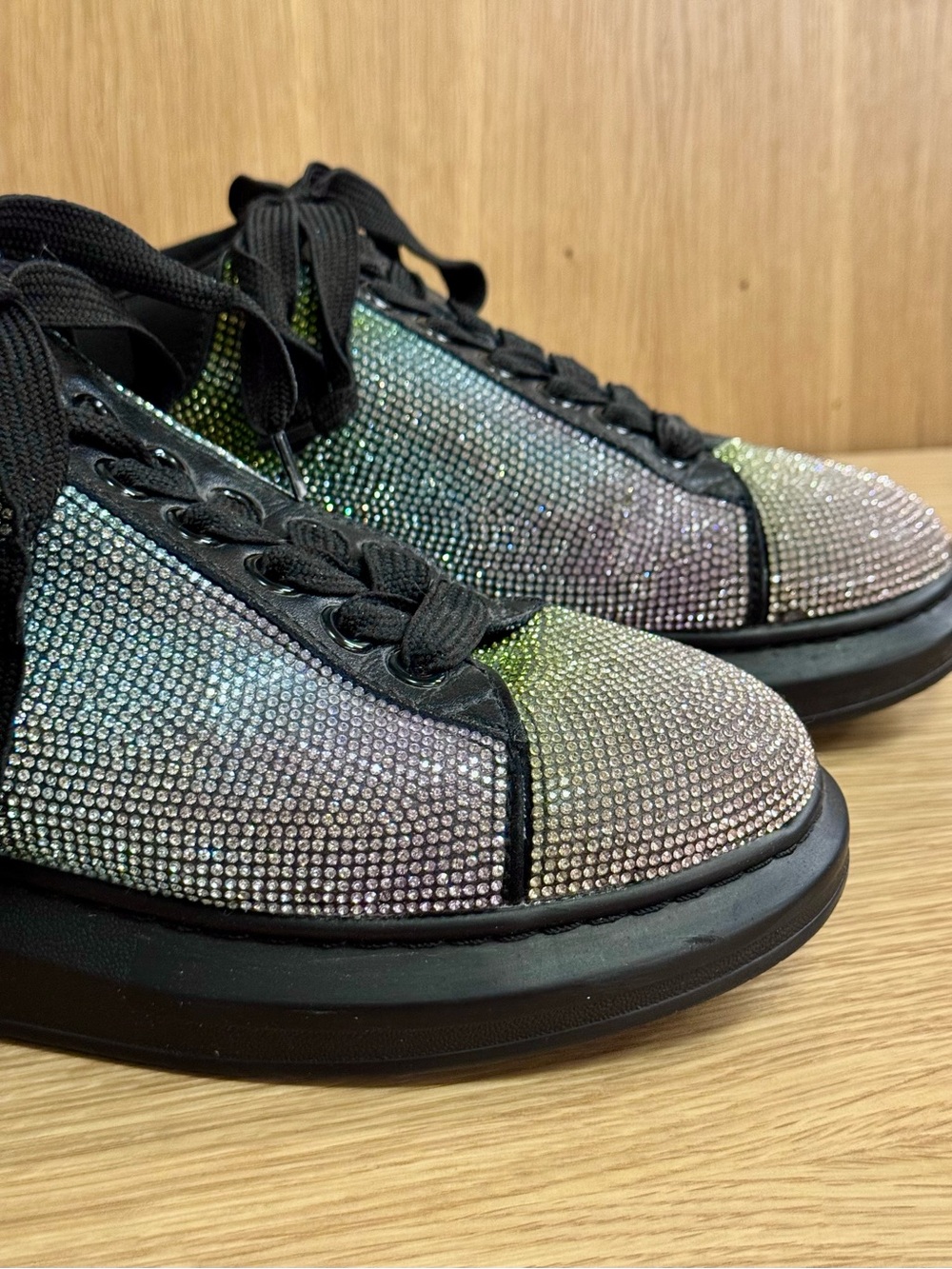 Steve Madden Icebox Sparkly Rhinestone Studded Black Sneakers, Mens 11 - Picture 4 of 11